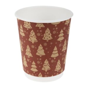 Fiesta Recyclable Christmas Double Wall Hot Cups 8oz (500 Pack)