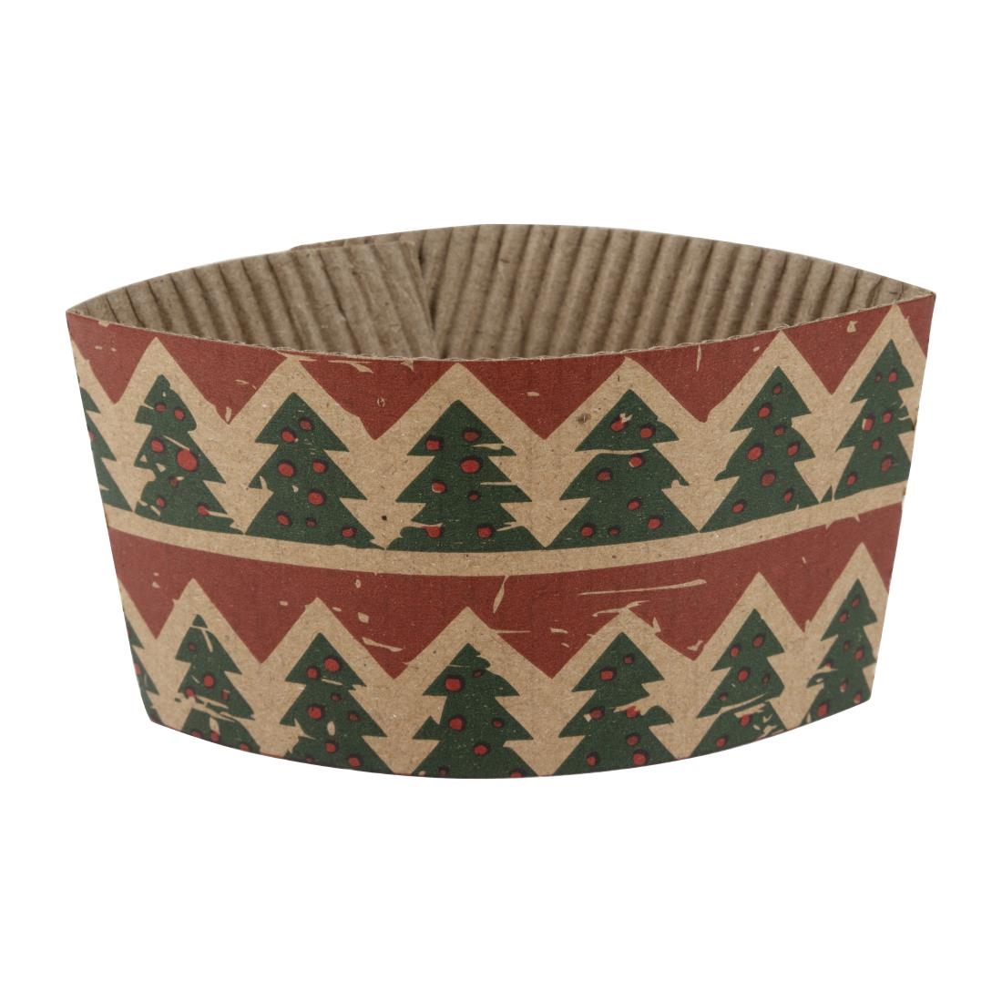 Fiesta Recyclable Christmas Cup Sleeves for 8oz Hot Cups (100 Pack)