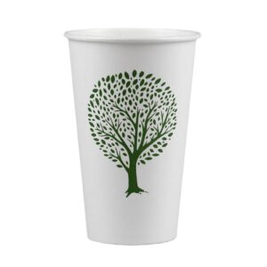 Vegware Green Tree White Hot Cups 16oz 89-Series (1000 Pack)