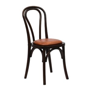 Hoop Back Dining Chair in Dark Walnut with Bison Tan Seat (2 Pack)
