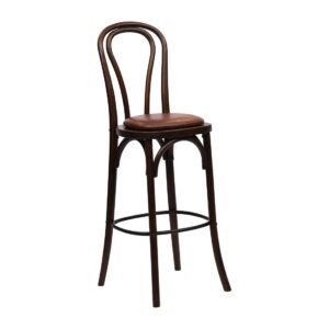 Hoop Back Bar Chair in Dark Walnut with Bison Espresso Seat