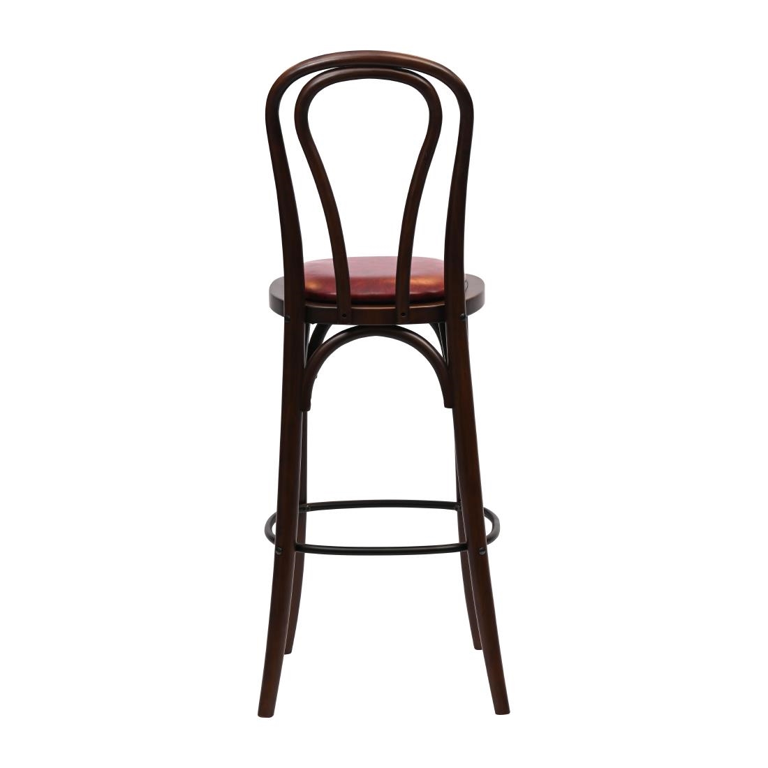 Hoop Back Bar Chair in Dark Walnut with Bison Bordeaux Seat - Image 2