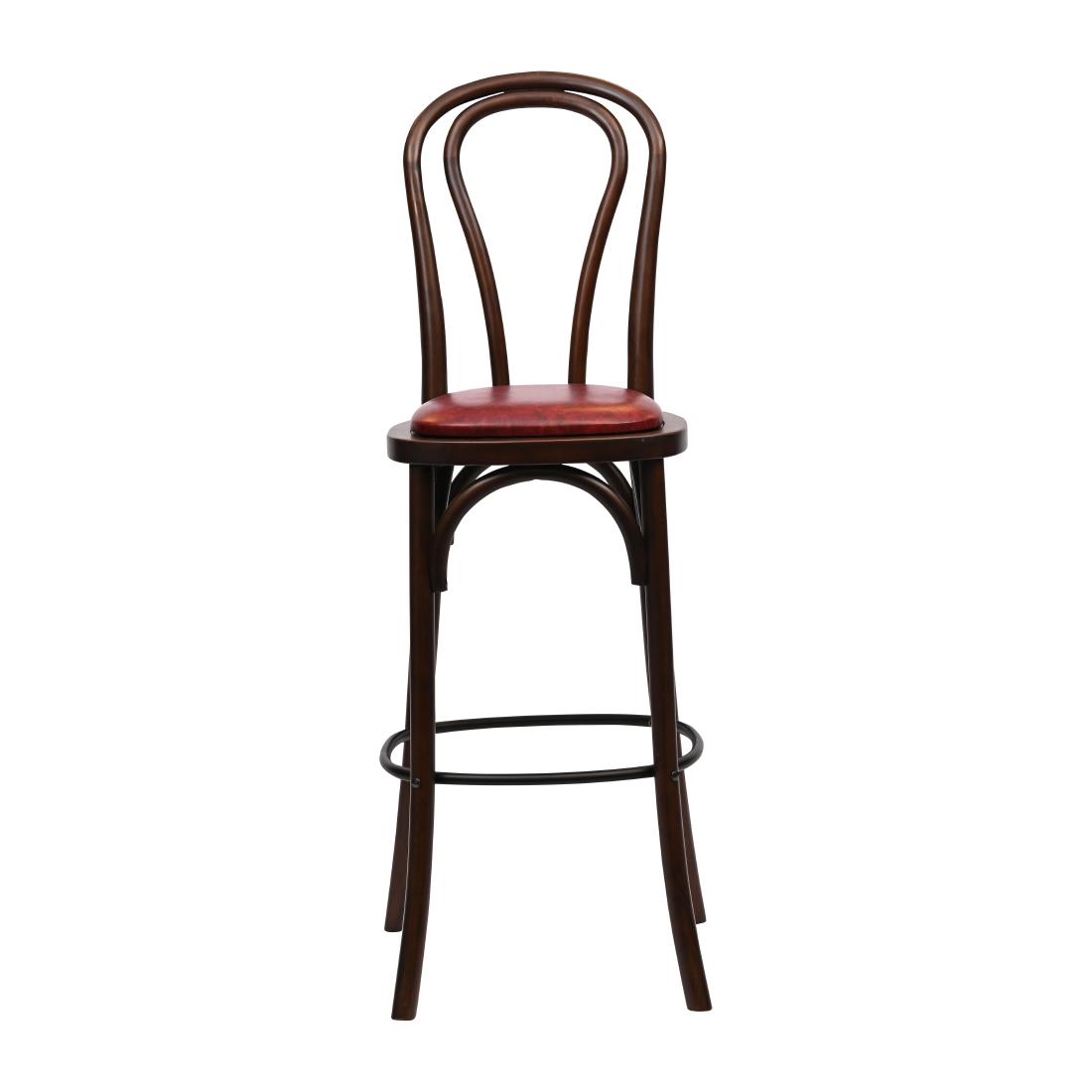Hoop Back Bar Chair in Dark Walnut with Bison Bordeaux Seat - Image 3