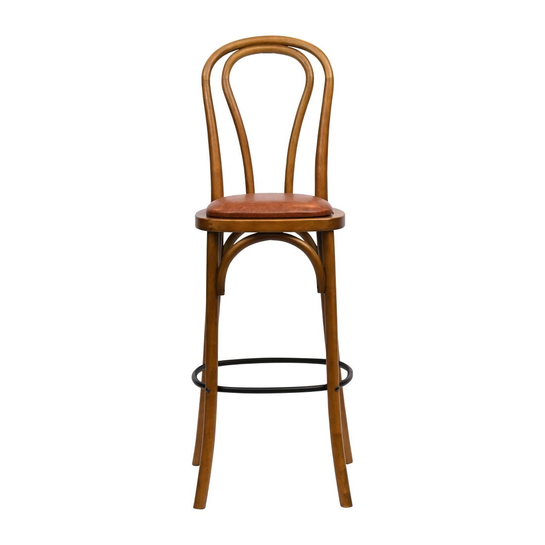 Hoop Back Bar Chair in Weathered Oak with Bison Tan Seat - Image 3