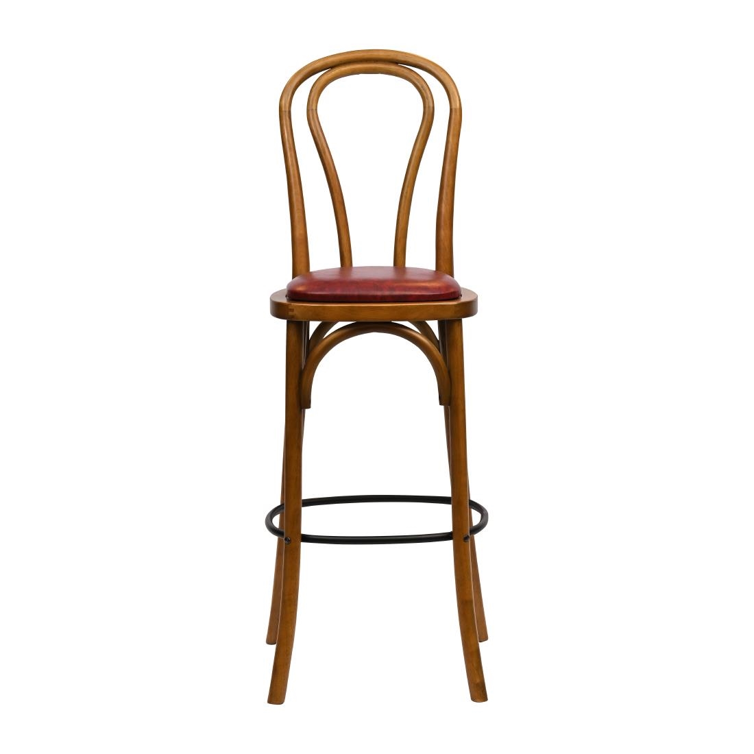 Hoop Back Bar Chair in Weathered Oak with Bison Bordeaux Seat - Image 3
