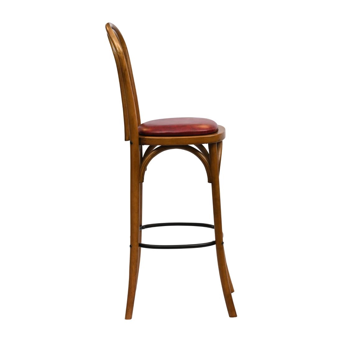 Hoop Back Bar Chair in Weathered Oak with Bison Bordeaux Seat - Image 4