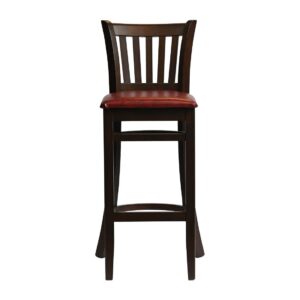 Manhattan Bar Chair in Dark Walnut with Bison Bordeaux Seat