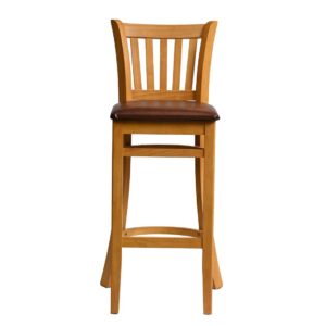 Manhattan Bar Chair in Soft Oak with Bison Espresso Seat