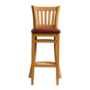 Manhattan Bar Chair in Soft Oak with Bison Bordeaux Seat