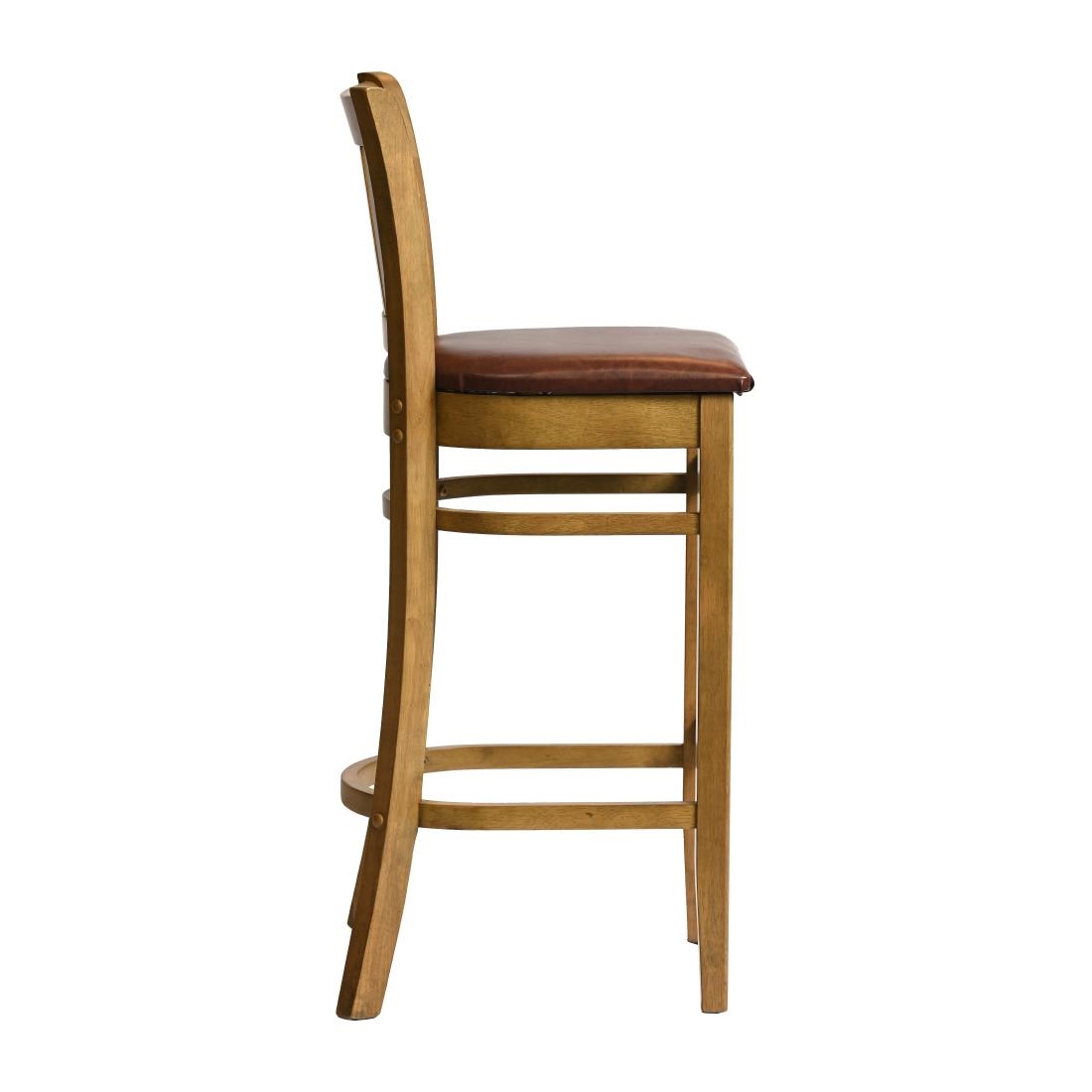 Manhattan Bar Chair in Weathered Oak with Bison Espresso Seat - Image 3