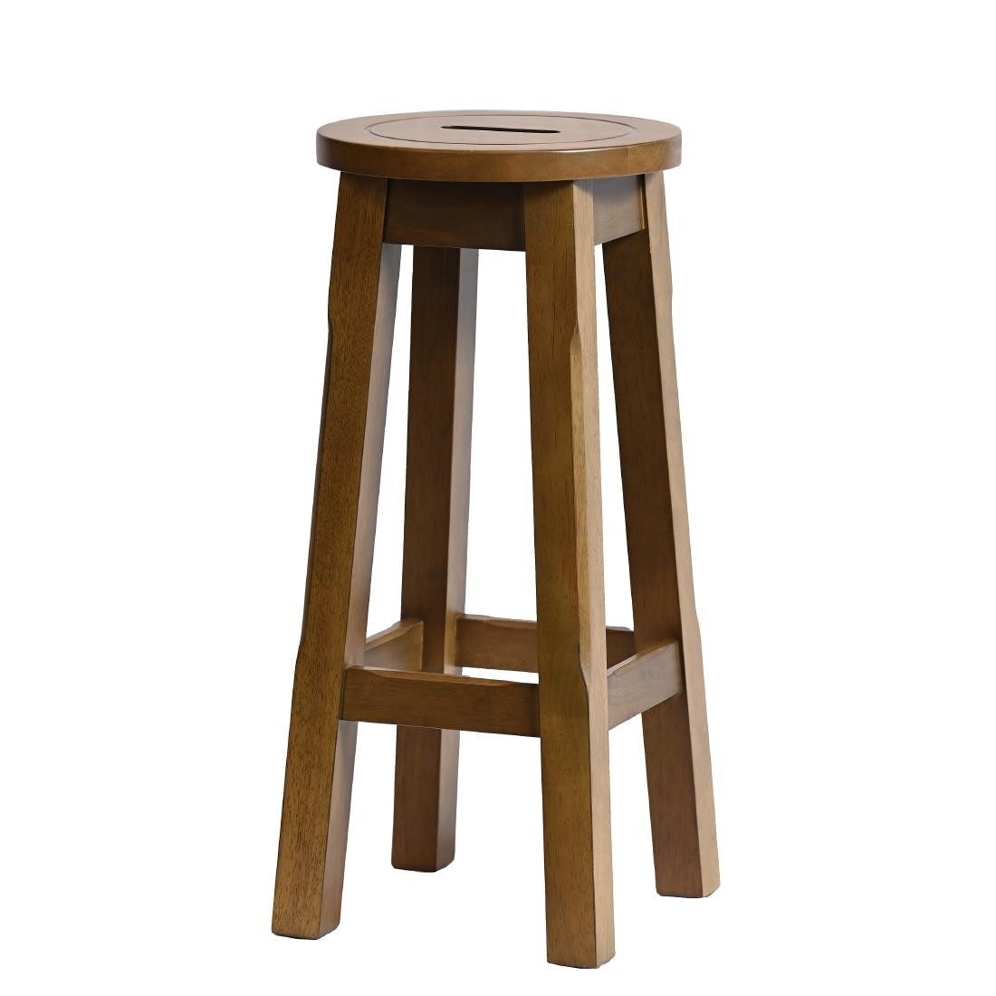 Wooden Top High Stool in Weathered Oak (2 Pack)