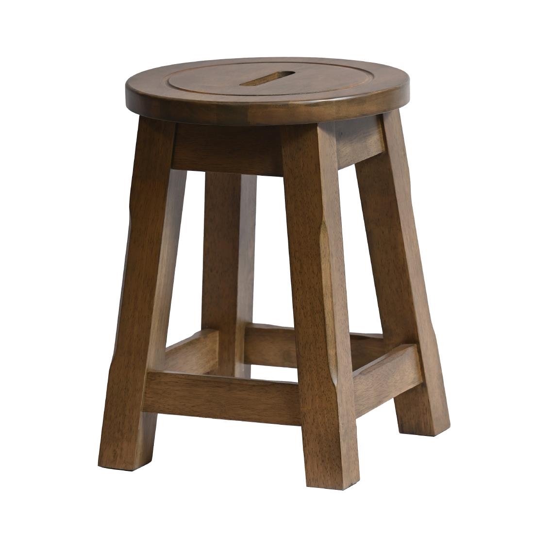 Wooden Top Low Stool in Weathered Oak (2 Pack)