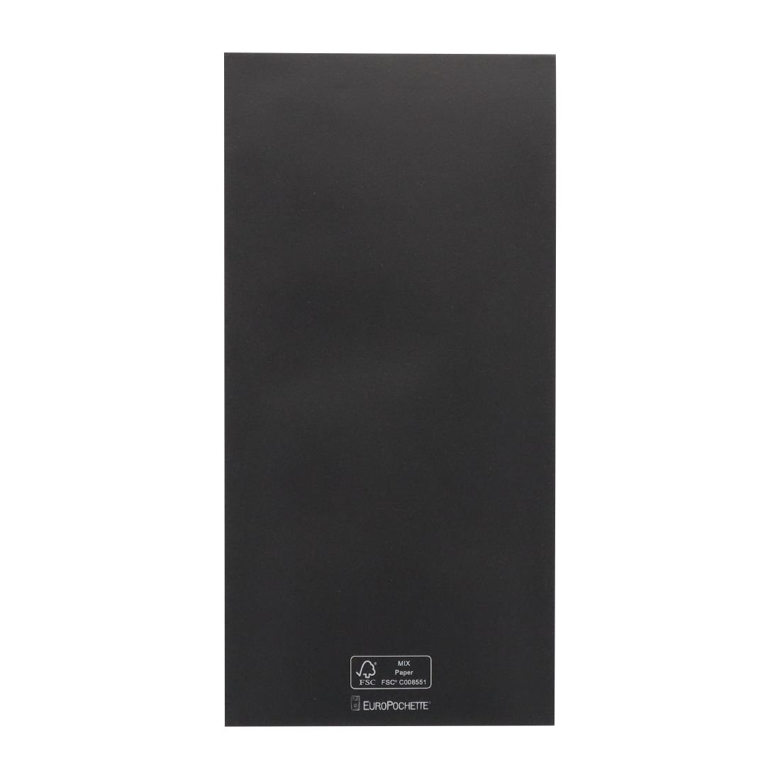 Europochette Royal Size Black Cutlery Pouch with White Soft 2ply Napkin (250 Pack) - Image 3