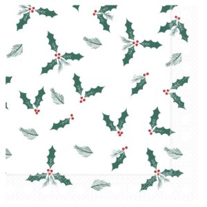 Swantex Lunch Napkin Jolly Holly 33x33cm 2ply 1/4 Fold (2000 pack)
