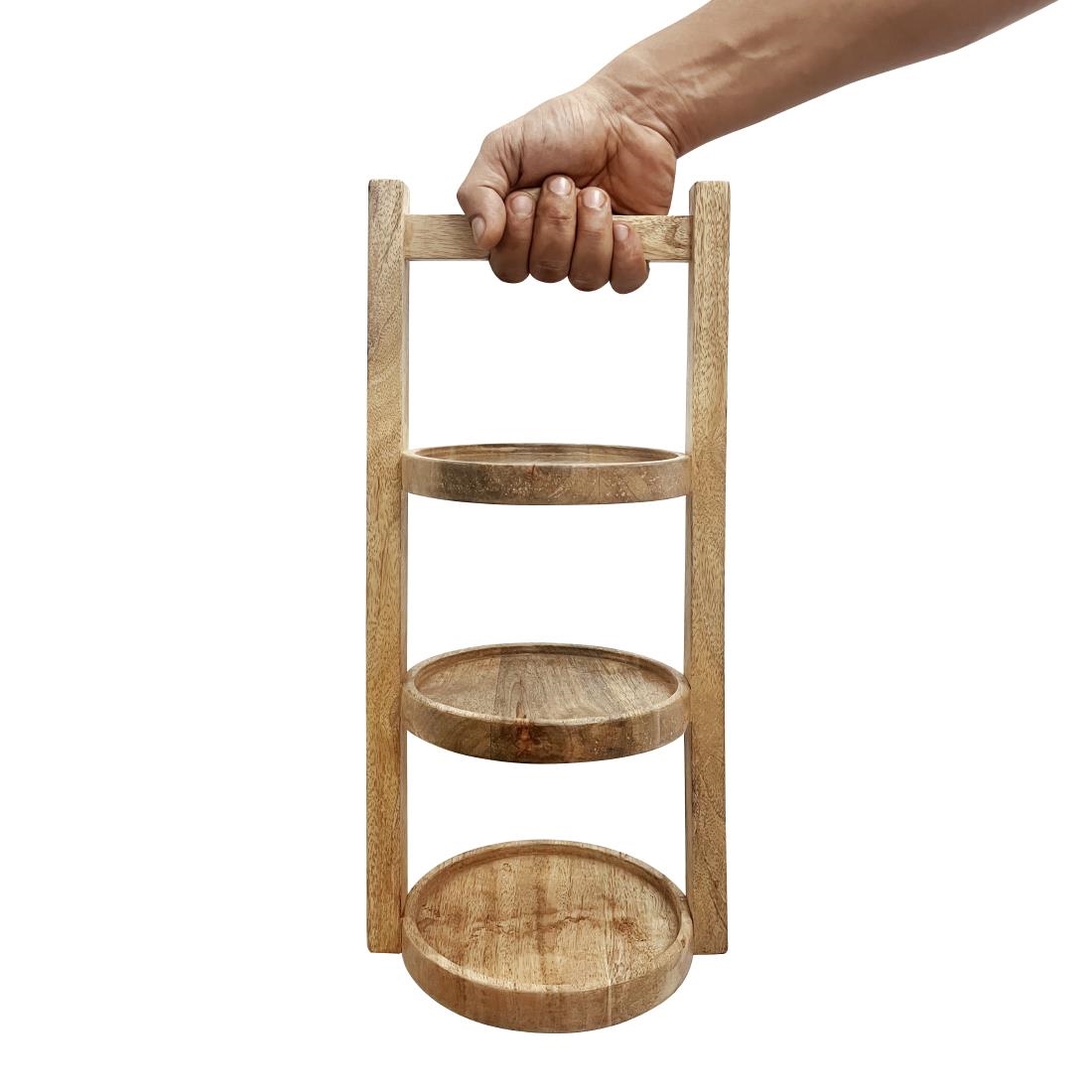 Olympia 3-Tier Stand Mango Wood for 150mm Plates - Image 2