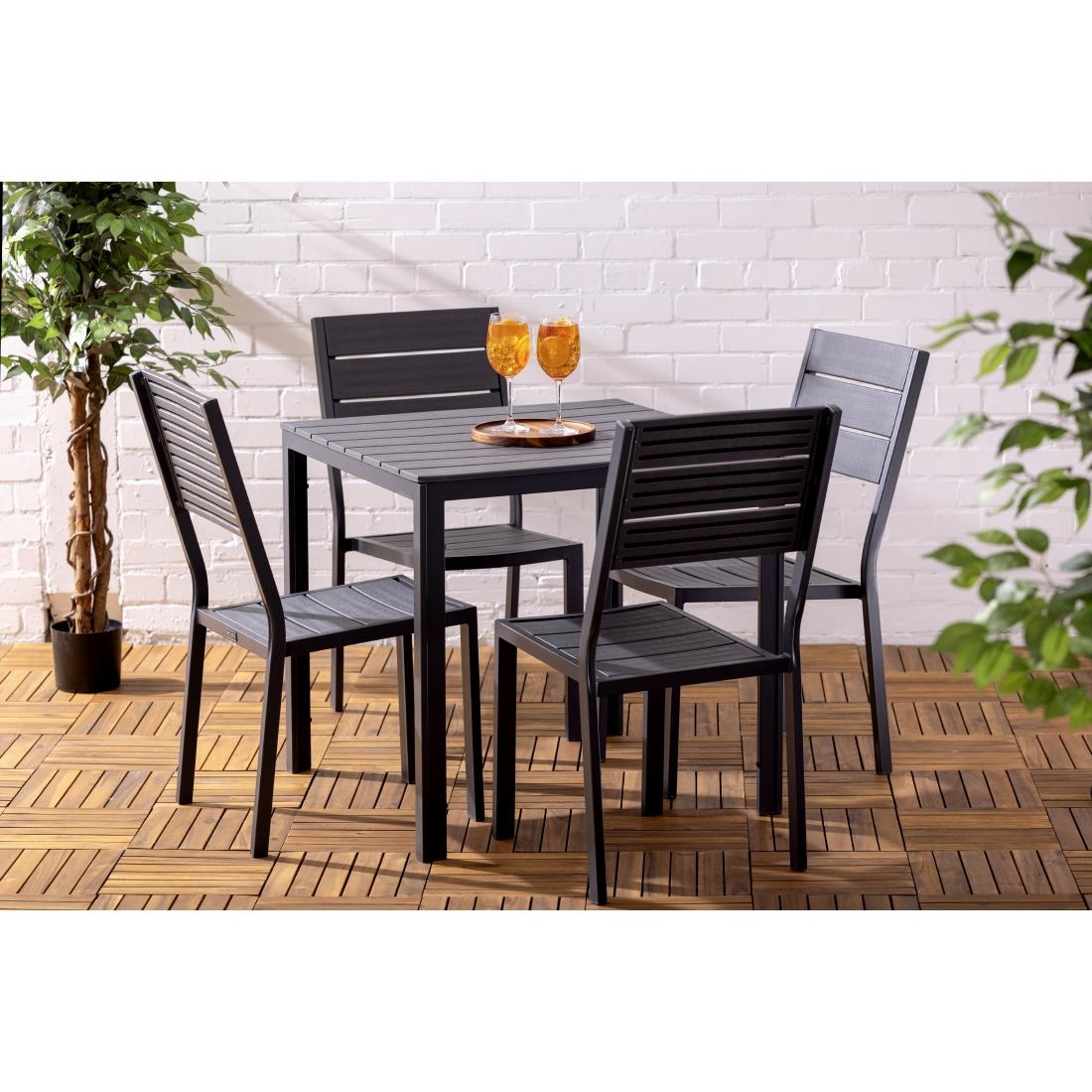 Bolero Valletta Grey Slatted Outdoor Table 780mm - Image 8