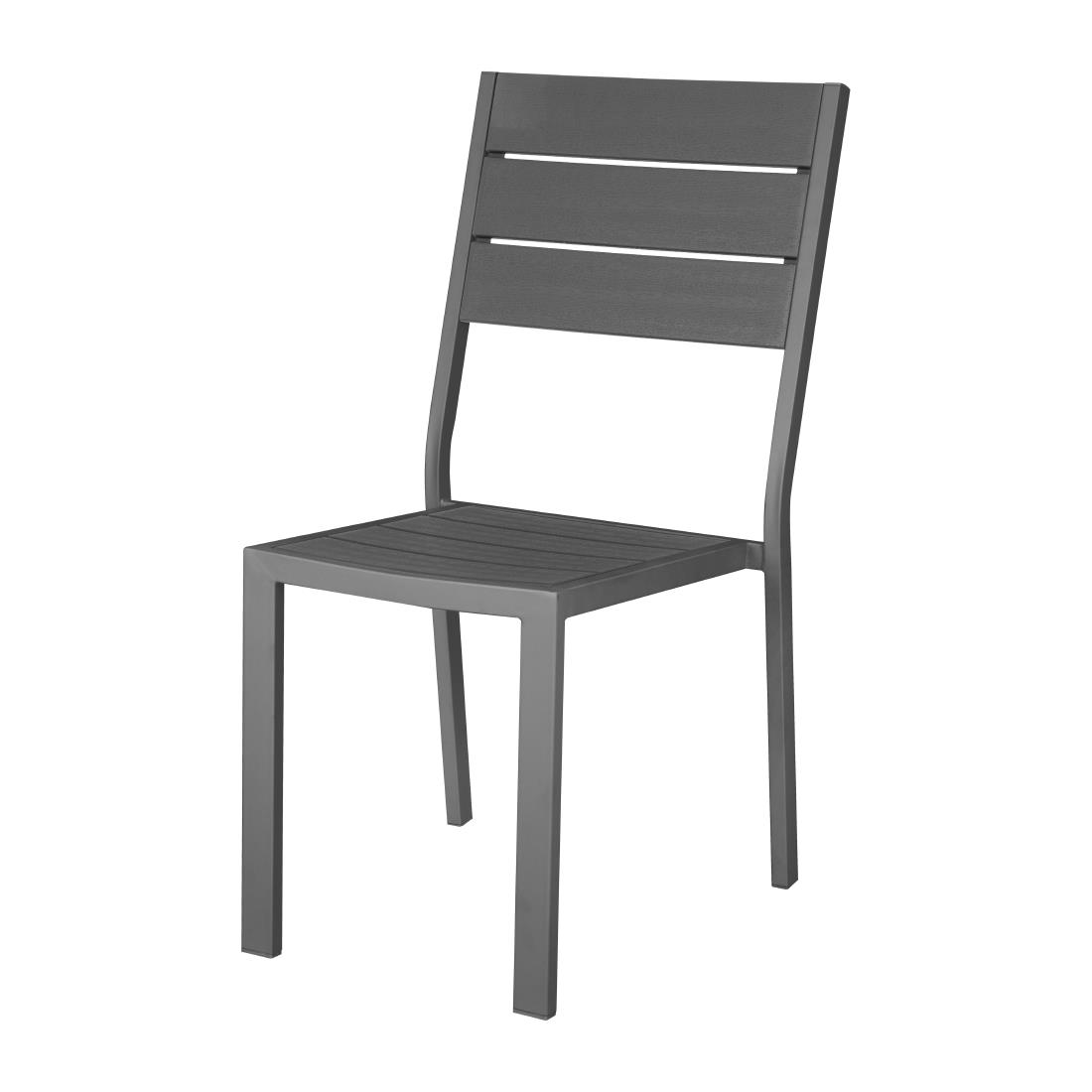 Bolero Valletta Grey Slatted Side Chair (4 Pack)