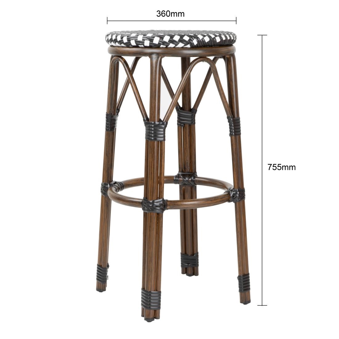 Bolero Parisian Style PE Rattan Bar Stools Black Dot Mix (2 Pack) - Image 2