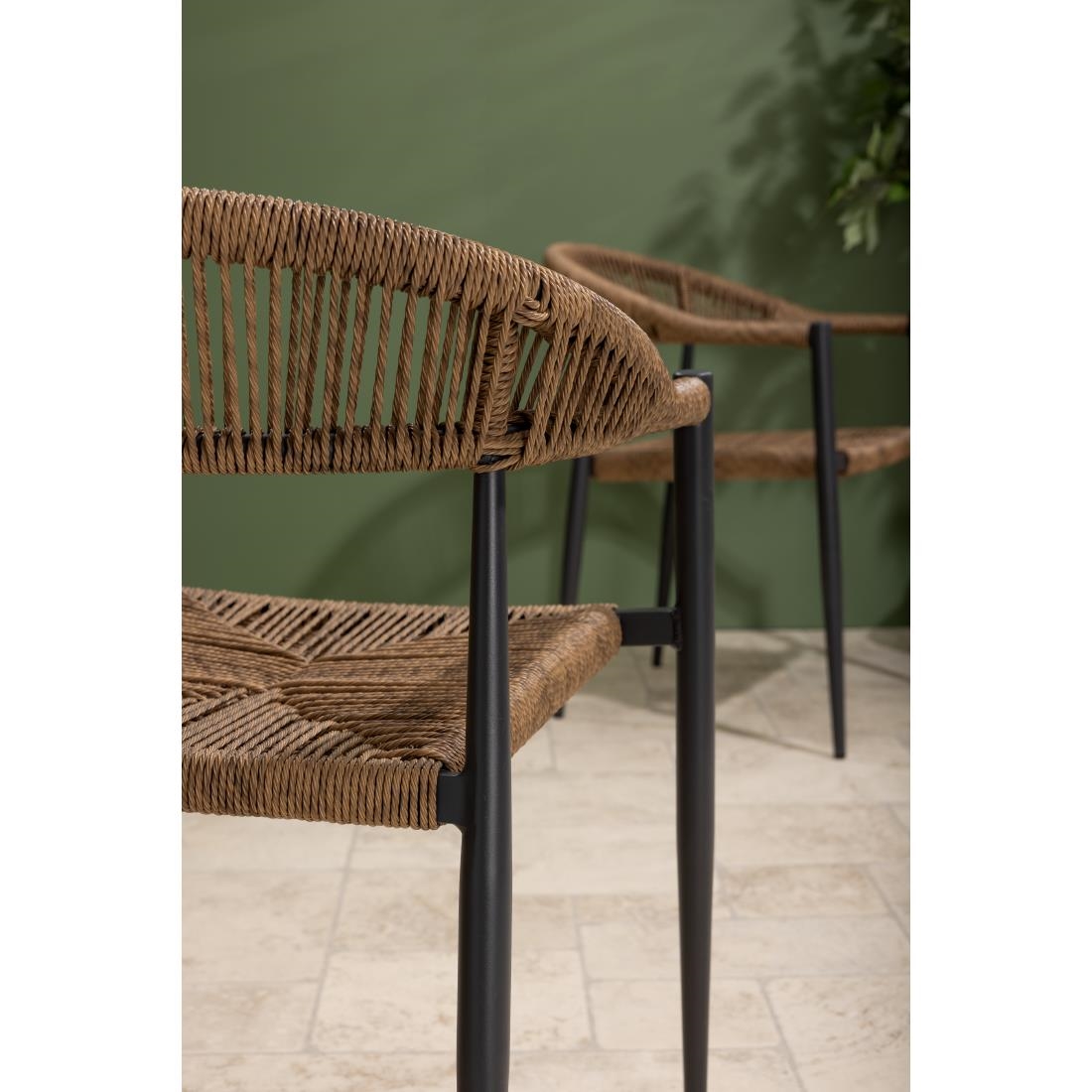 Bolero Eden PE Twist Rattan Outdoor Arm Chair Natural (4 Pack) - Image 5