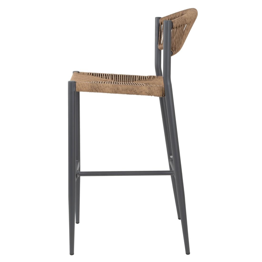 Bolero Eden PE Twist Rattan Outdoor Bar Stools Natural (2 Pack) - Image 2