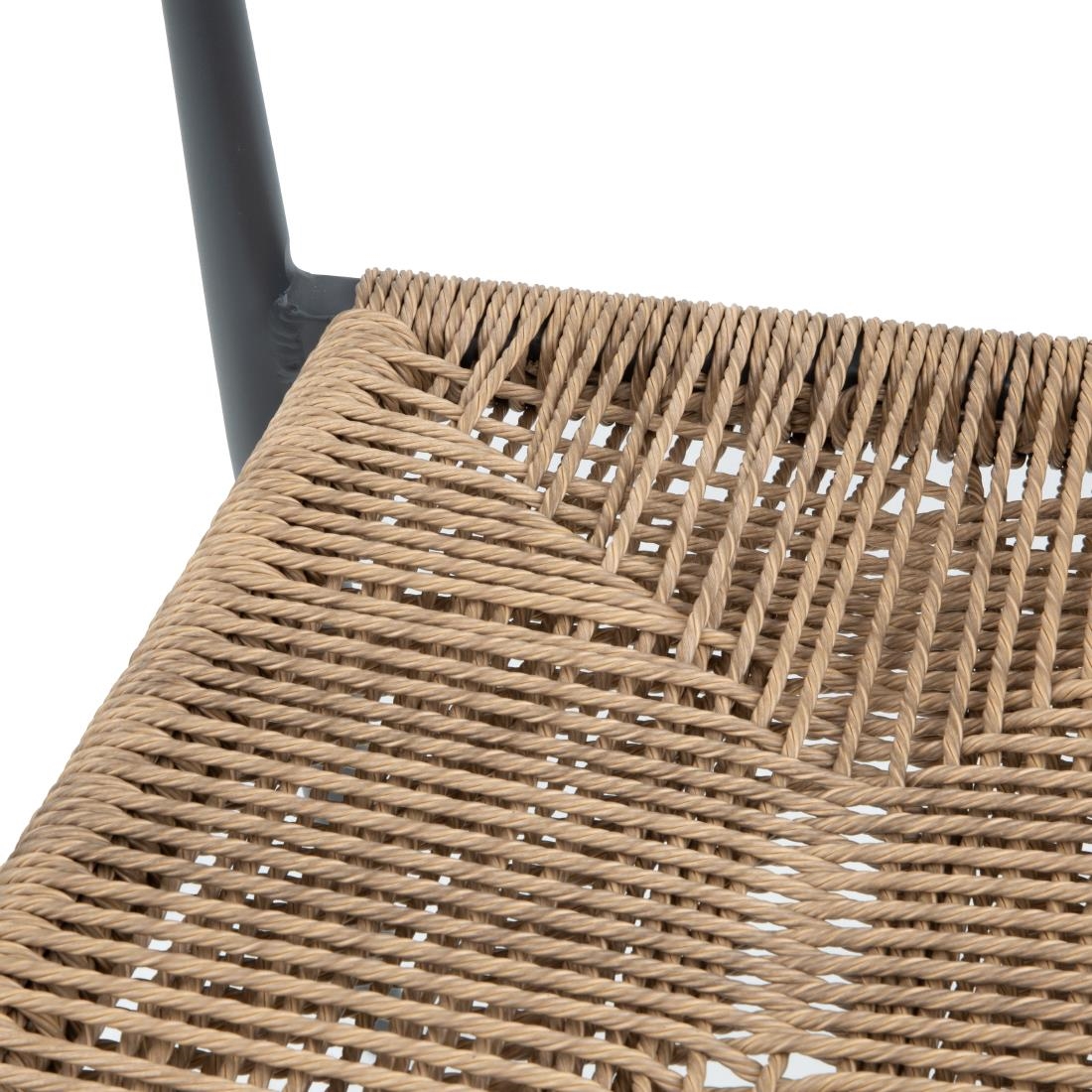 Bolero Eden PE Twist Rattan Outdoor Bar Stools Natural (2 Pack) - Image 4