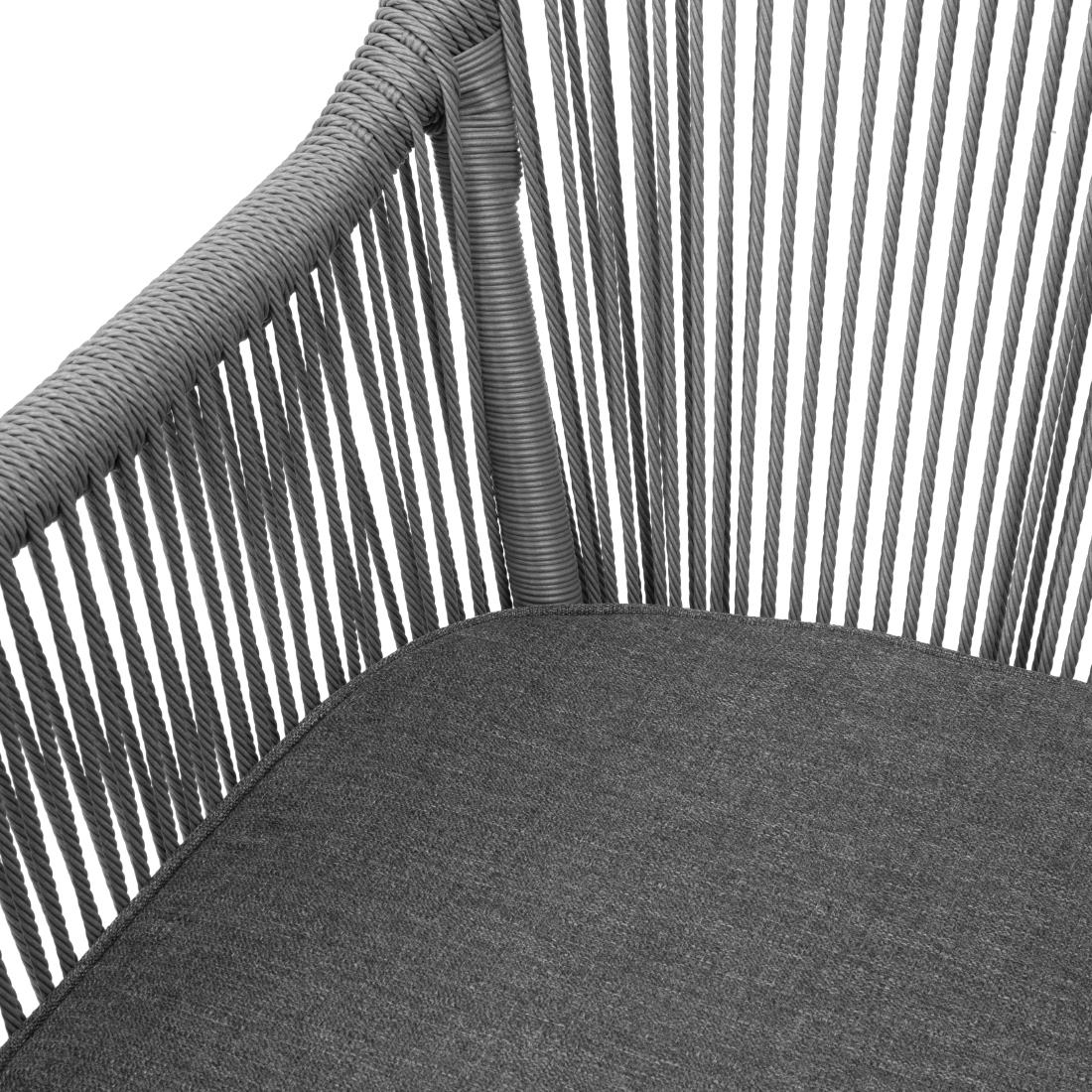 Bolero Bay PE Twist Rattan Outdoor Armchair Charcoal (2 Pack) - Image 4