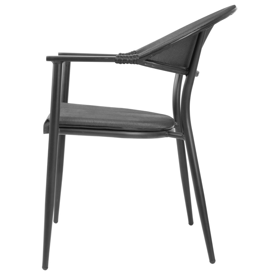 Bolero Santiago Outdoor Armchairs Black (4 Pack) - Image 2