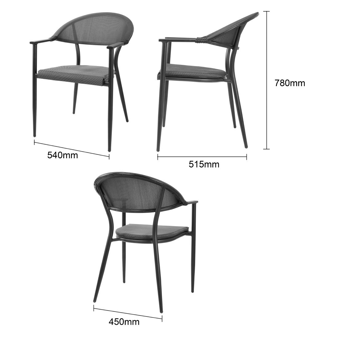 Bolero Santiago Outdoor Armchairs Black (4 Pack) - Image 6