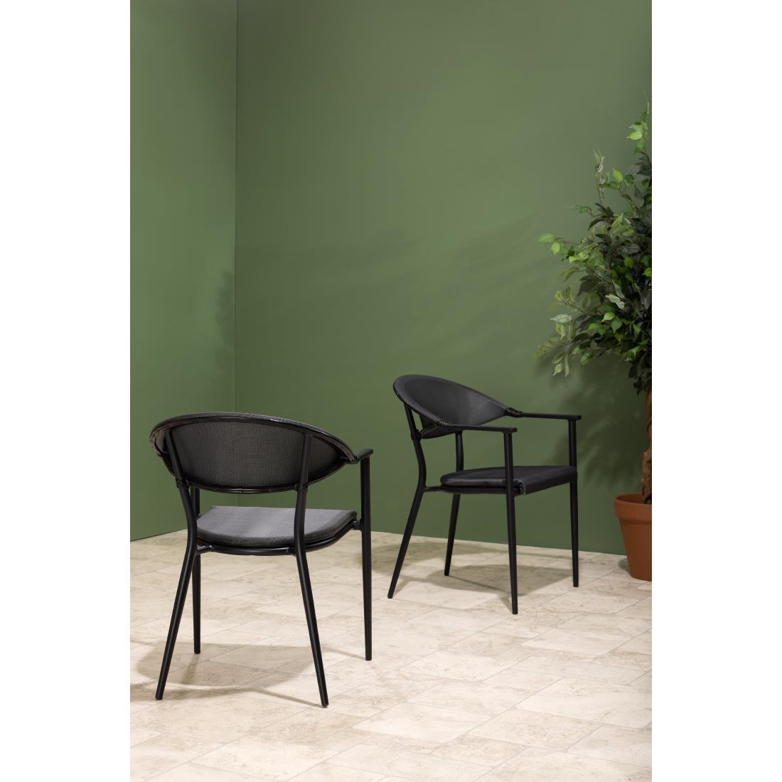 Bolero Santiago Outdoor Armchairs Black (4 Pack) - Image 7