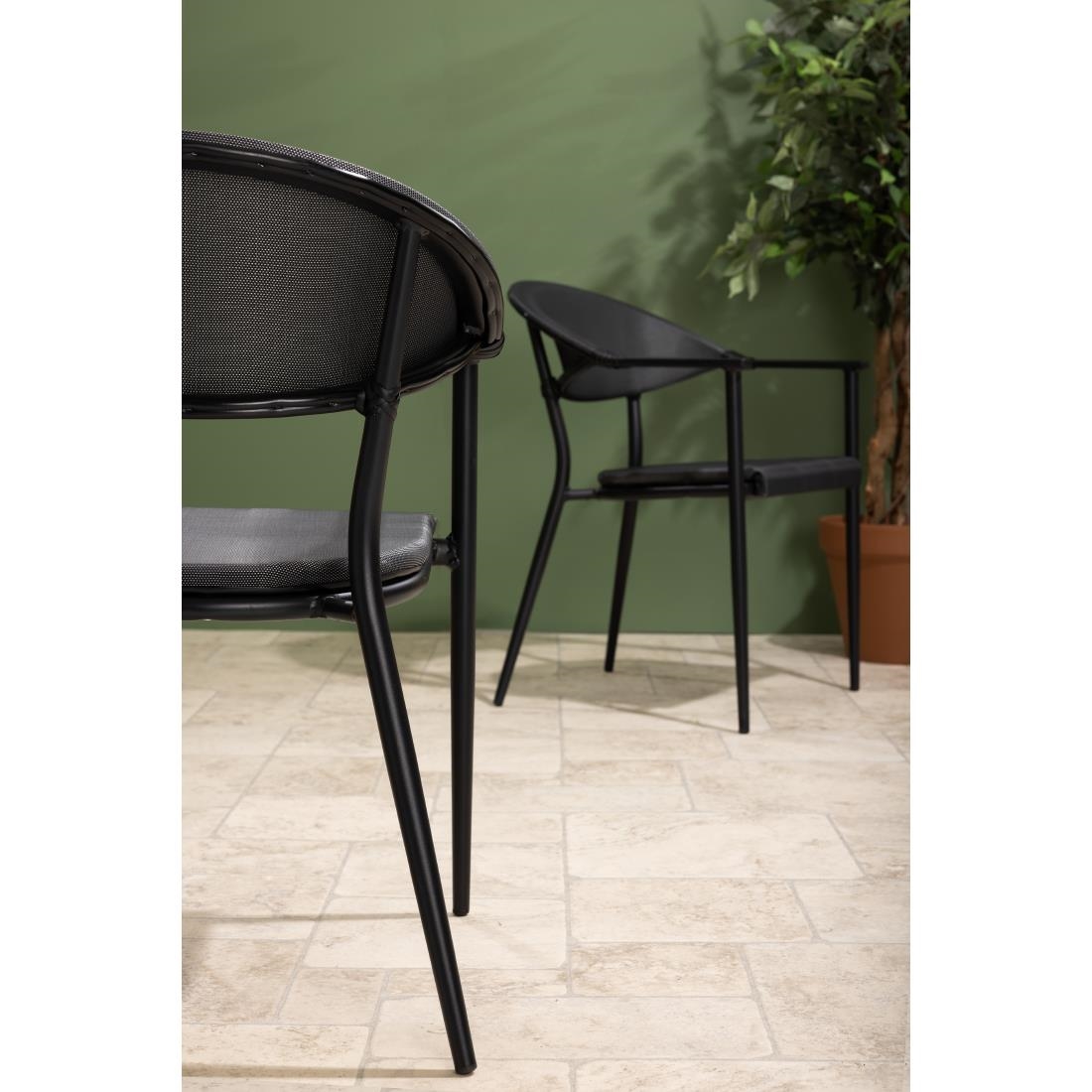 Bolero Santiago Outdoor Armchairs Black (4 Pack) - Image 8