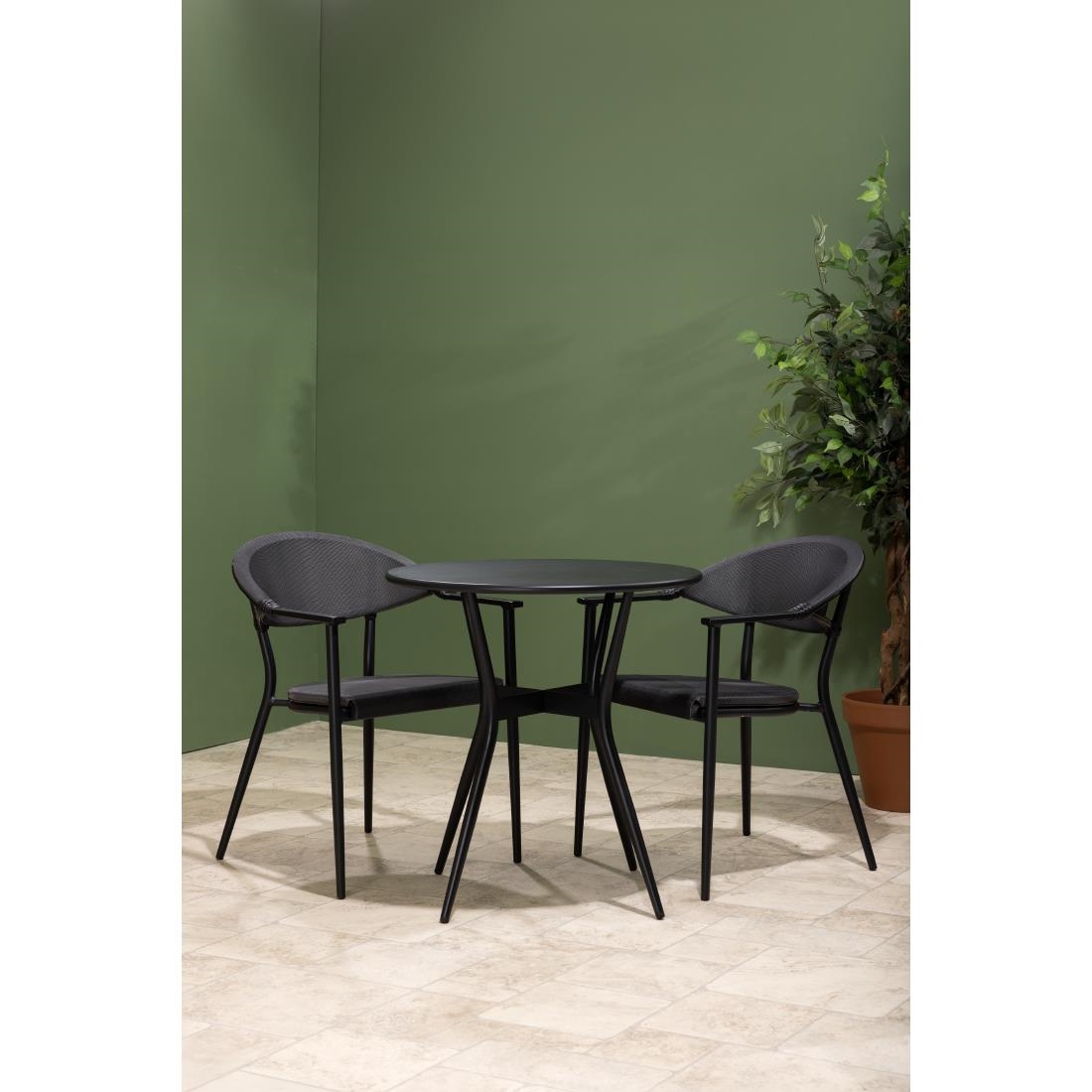Bolero Santiago Outdoor Armchairs Black (4 Pack) - Image 9