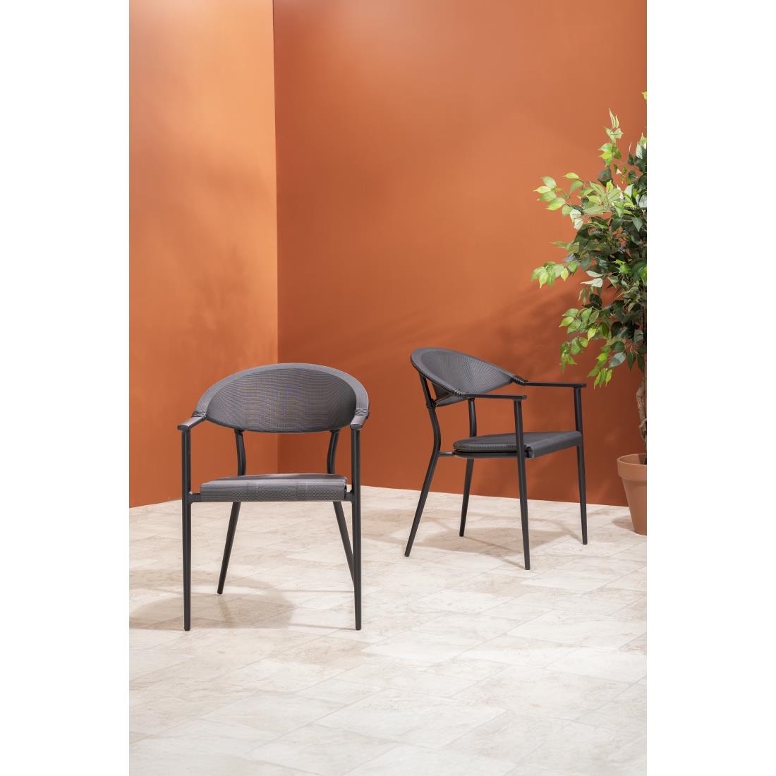 Bolero Santiago Outdoor Armchairs Black (4 Pack) - Image 10