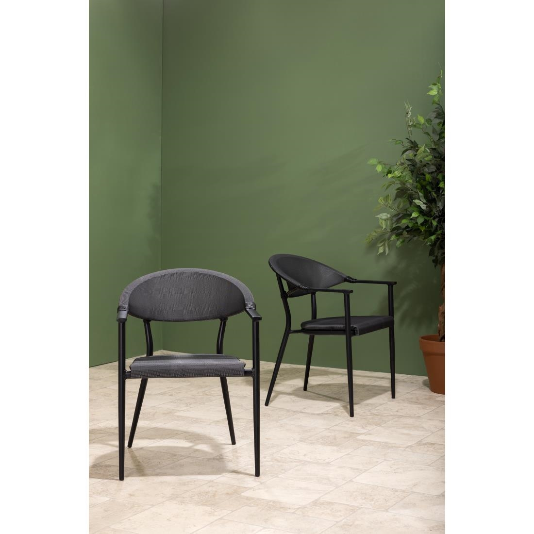 Bolero Santiago Outdoor Armchairs Black (4 Pack) - Image 14