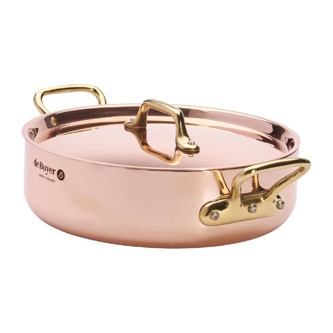 De Buyer Inocuivre Copper Saute Pan with Lid & Brass Handles 20cm - Image 2