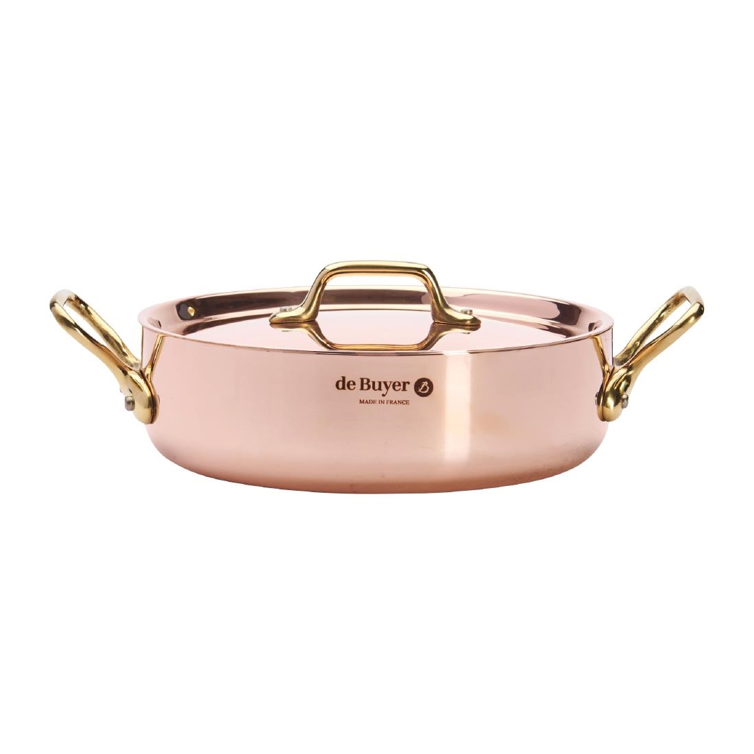De Buyer Inocuivre Copper Saute Pan with Lid & Brass Handles 20cm - Image 3