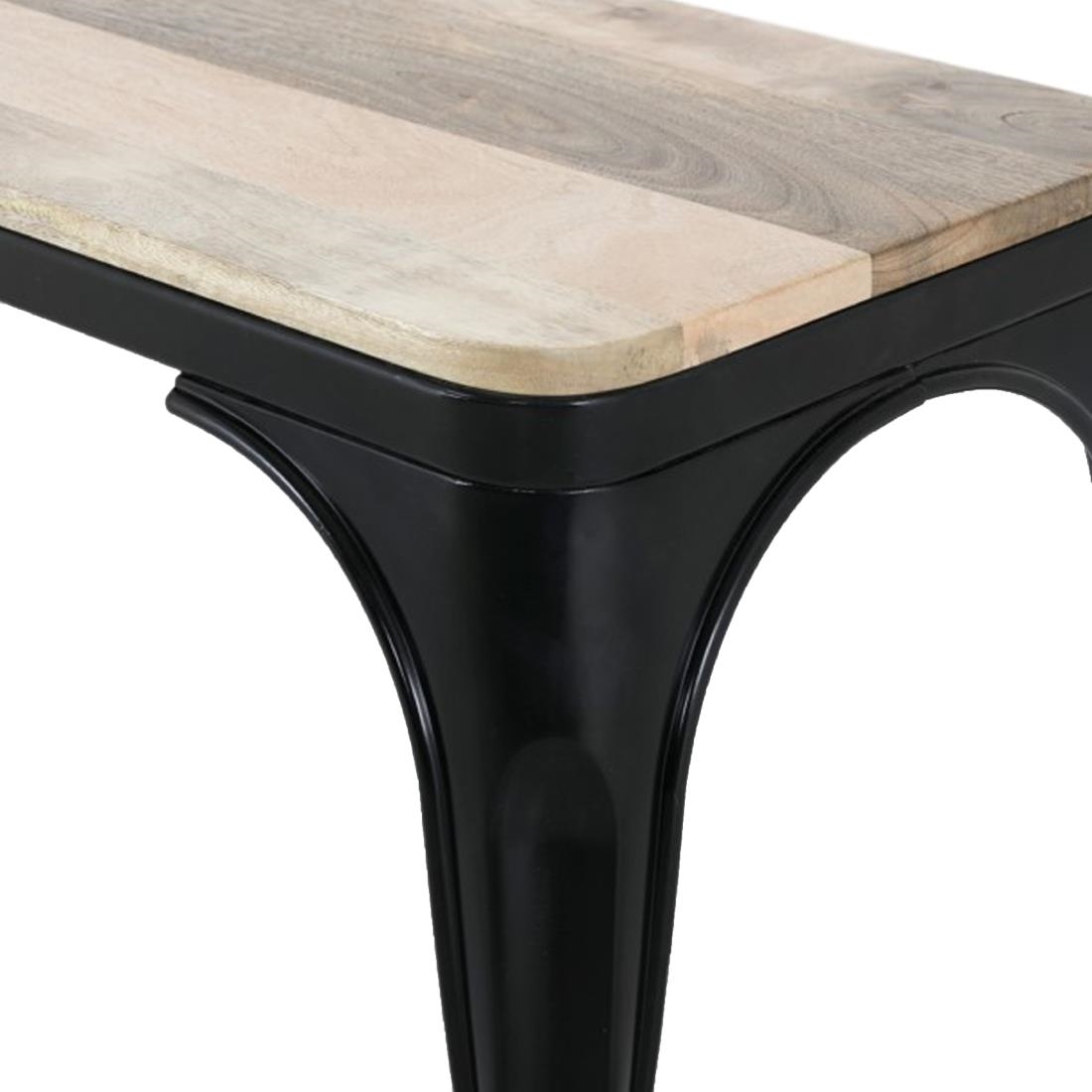Bolero Bistro Indoor Bench Mango Wood & Black Frame 1000mm (2 Pack) - Image 2