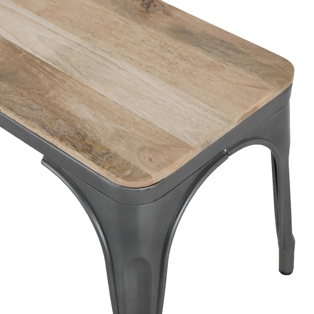 Bolero Bistro Indoor Bench Mango Wood & Gunmetal Frame 1000mm (2 Pack) - Image 3
