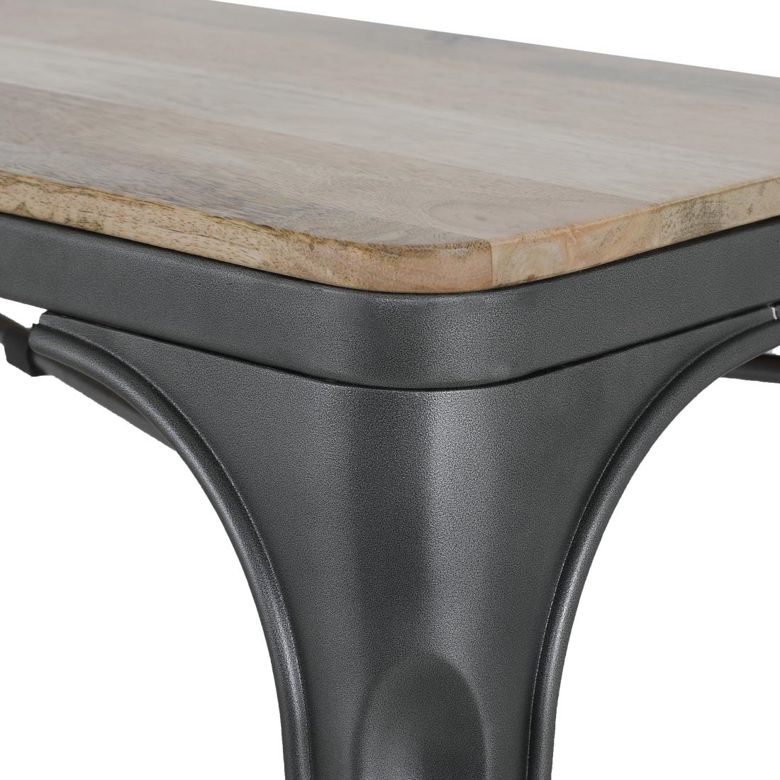 Bolero Bistro Indoor Bench Mango Wood & Gunmetal Frame 1000mm (2 Pack) - Image 6
