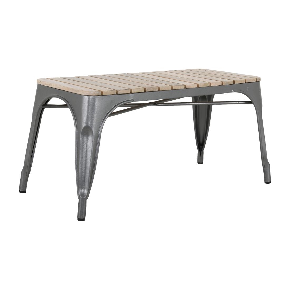 Bolero Bistro Indoor Bench Slatted Mango Wood & Gunmetal Frame 850mm (2 Pack)