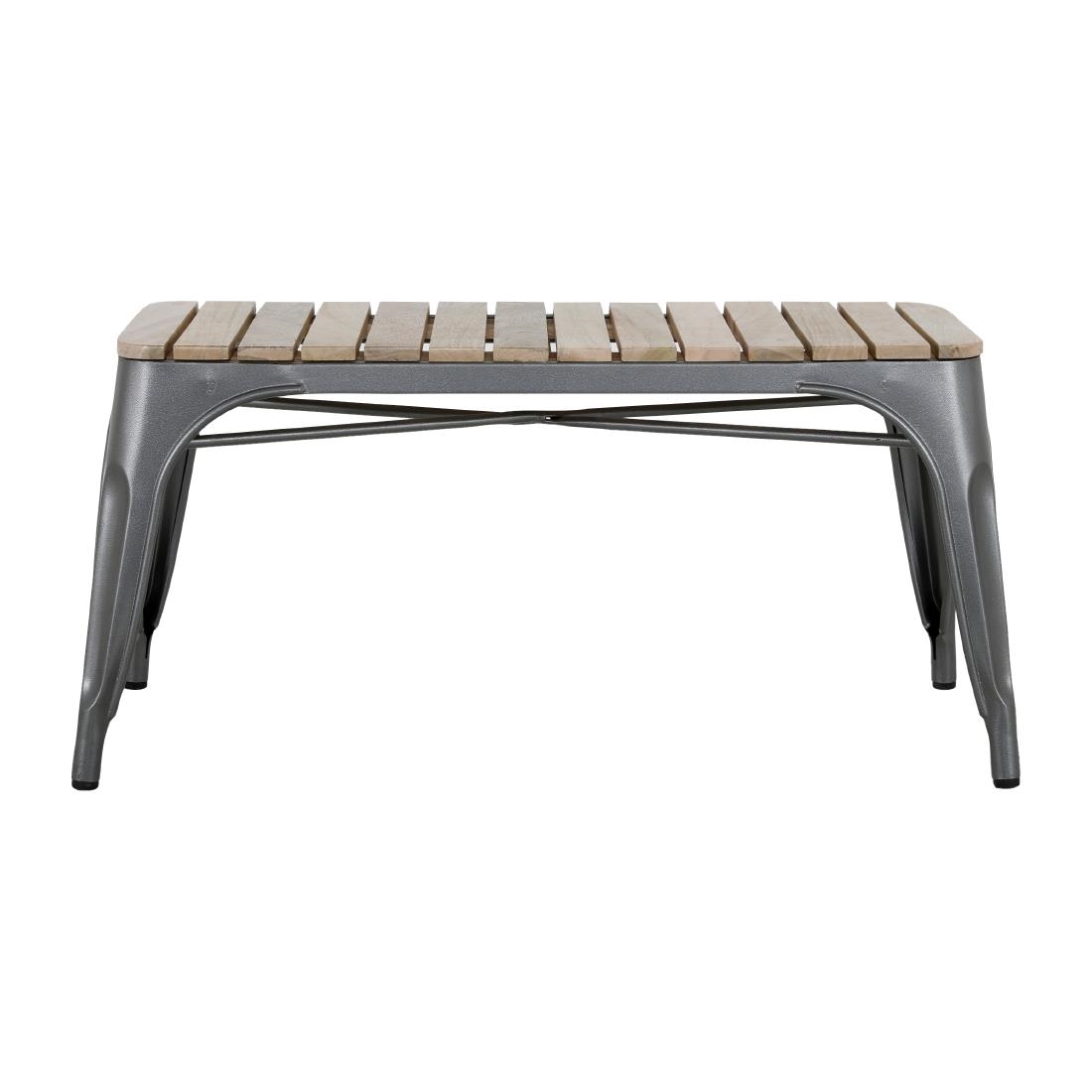 Bolero Bistro Indoor Bench Slatted Mango Wood & Gunmetal Frame 850mm (2 Pack) - Image 2
