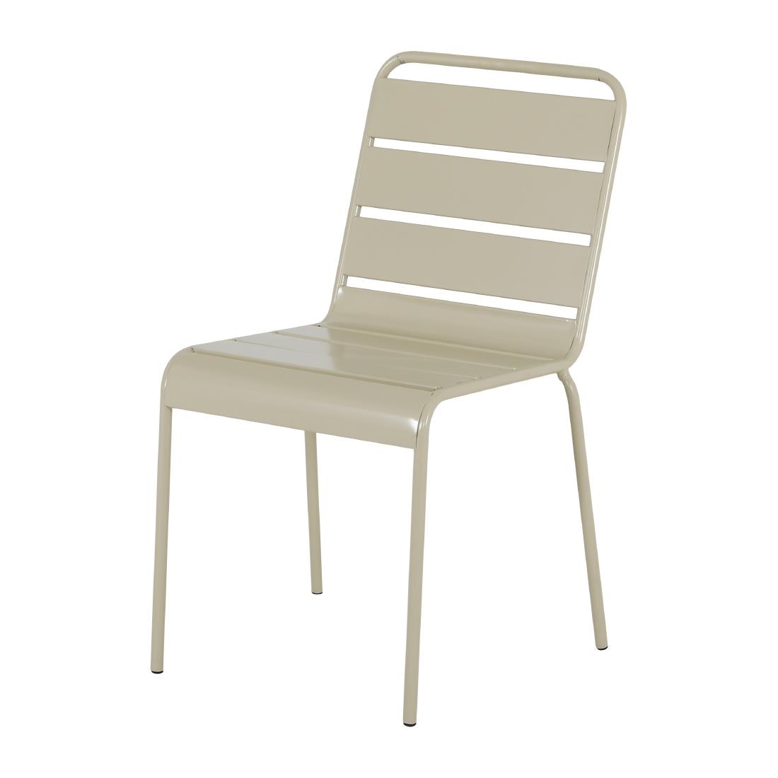 Bolero Amalfi Slatted Steel Side Chairs Taupe (4 Pack)