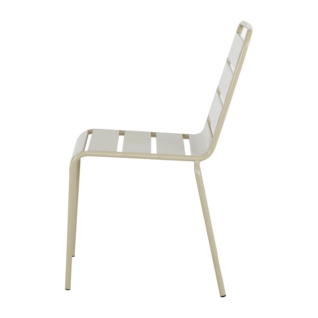 Bolero Amalfi Slatted Steel Side Chairs Taupe (4 Pack) - Image 3