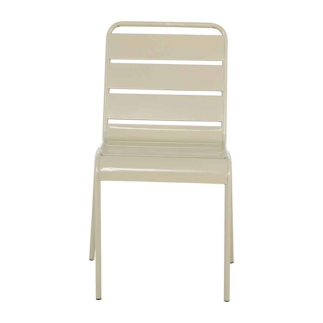 Bolero Amalfi Slatted Steel Side Chairs Taupe (4 Pack) - Image 2
