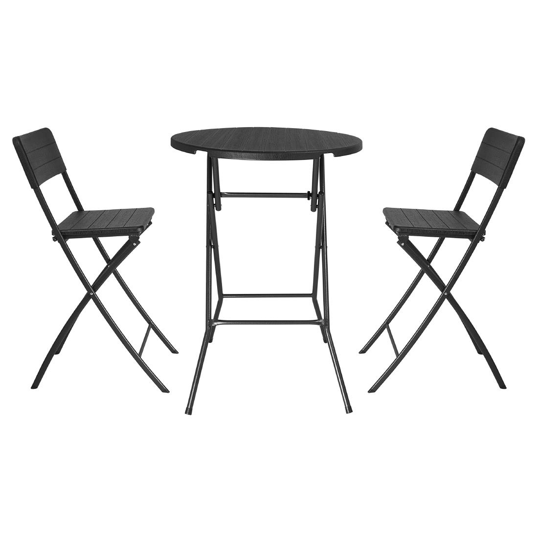 Bolero Folding HDPE Bar Table Wood Effect Black 800mm - Image 4
