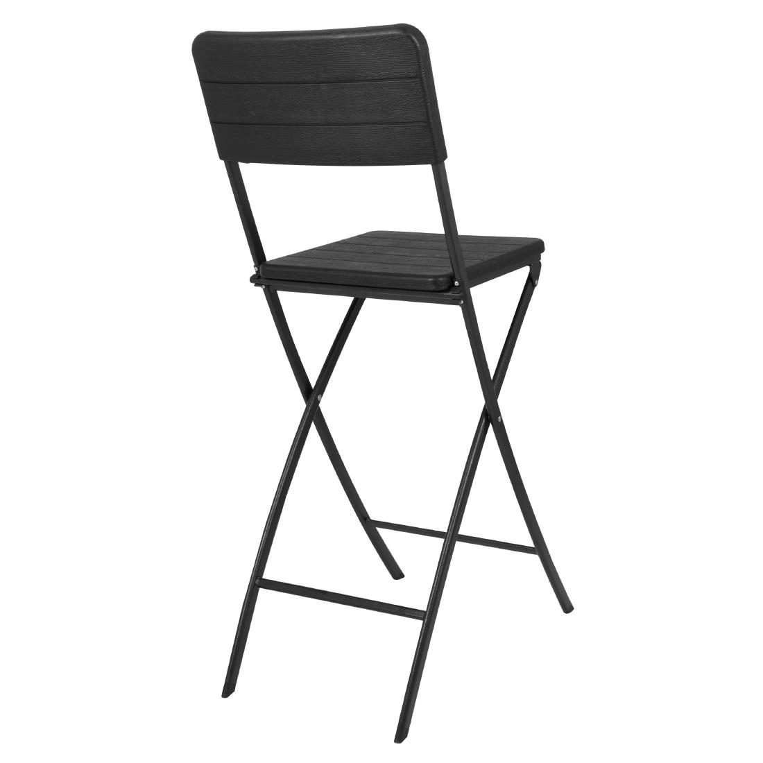 Bolero Folding Bar Chairs Black Wood-Effect (2 Pack) - Image 3