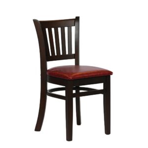 Turin Dining Table with 4 Manhattan Chairs in Dark Walnut with Bison Bordeaux