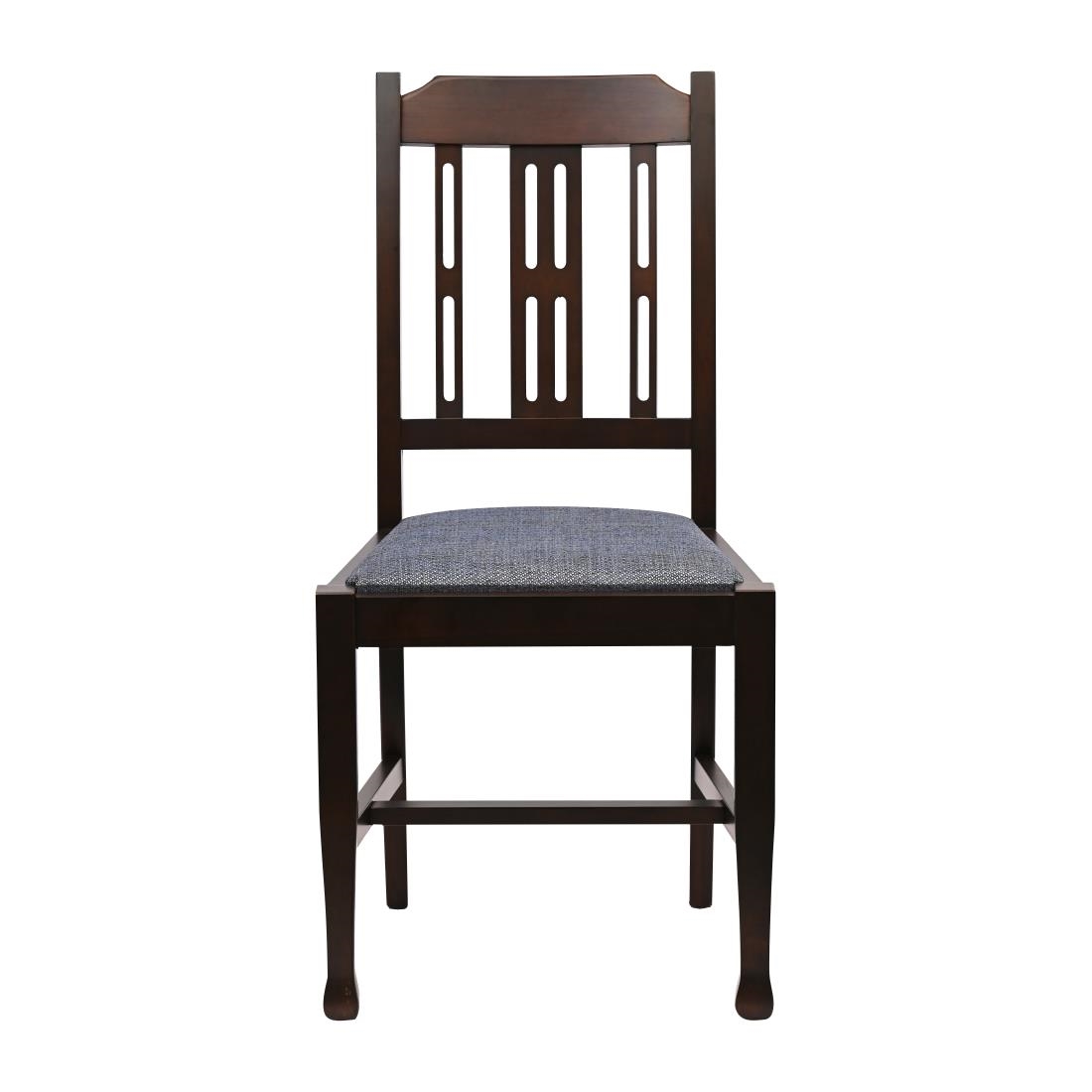 Lattice Back Dining Chair in Dark Walnut with Shetland Sea Seat (6 Pack) - Image 4