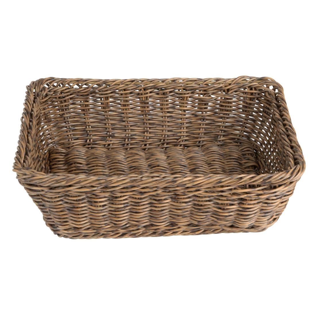 Olympia Polywicker Rectangular Basket Dark Brown 300x230mm
