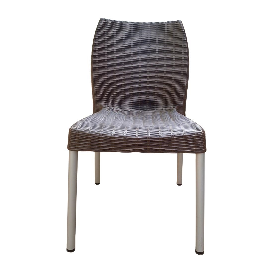 Bolero Elements Polypropylene Rattan Side Chairs Dark Brown (4 Pack) - Image 2