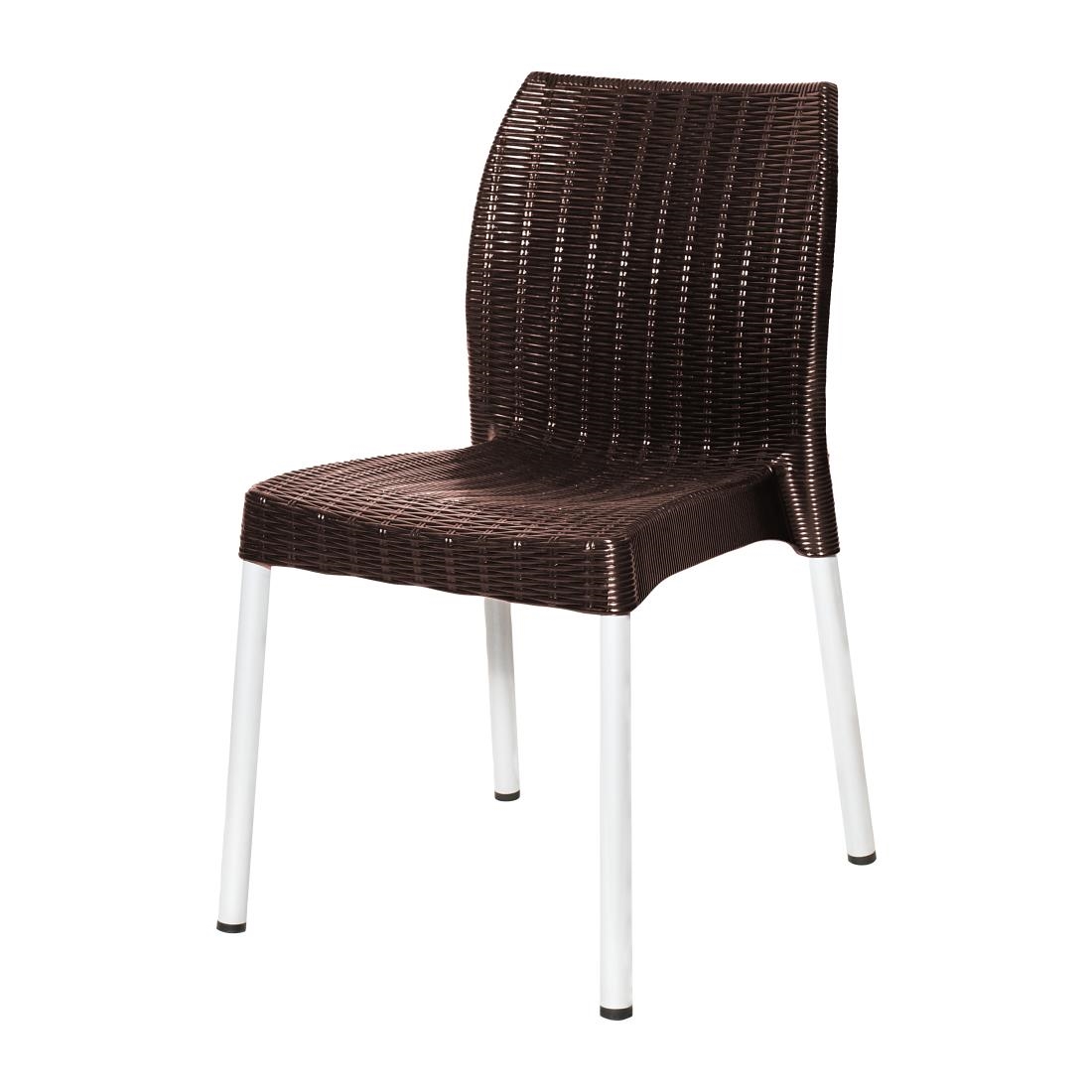 Bolero Elements Polypropylene Rattan Side Chairs Dark Brown (4 Pack) - Image 4
